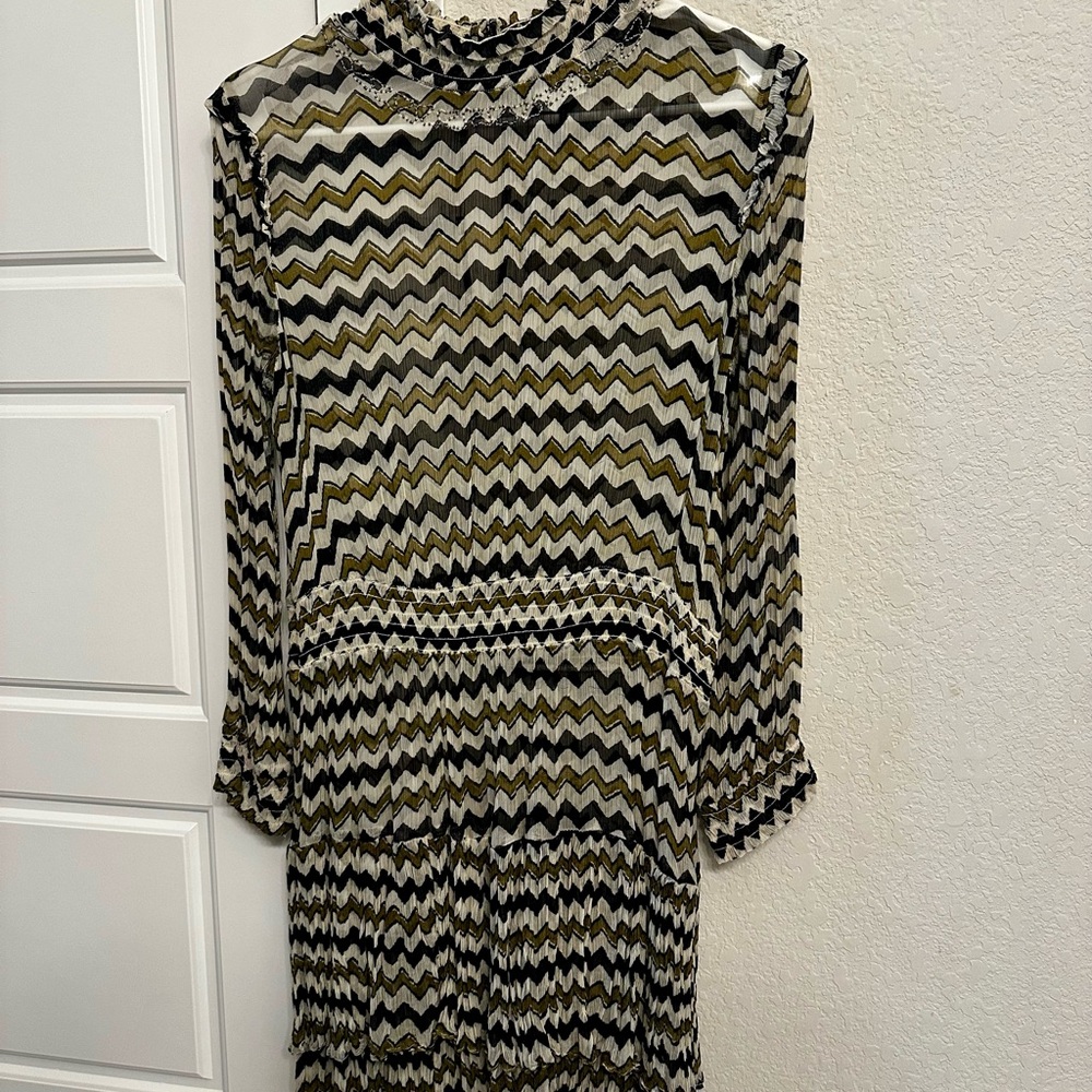 HD in Paris Black and White Mock Neck Sheer dress.